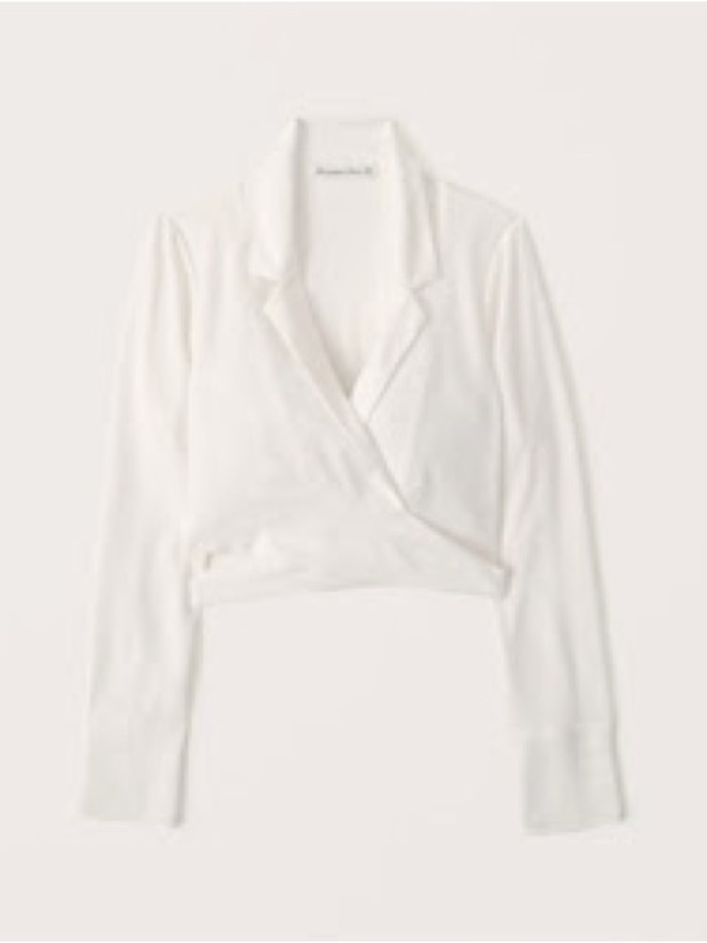 Abercrombie Long-sleeve Cropped Wrap Blazer Top in White
